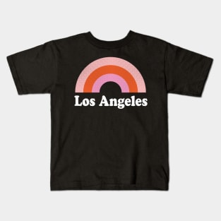 Los Angeles, California - CA Retro Rainbow and Text Kids T-Shirt